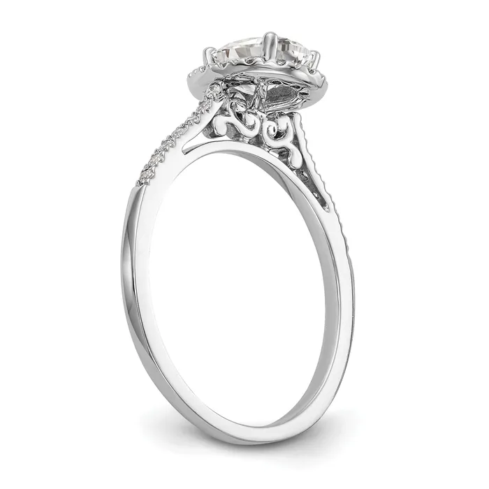 Goldiacom Rings 6x8mm Oval CZ Halo Style Engagement Ring 14K White Gold Goldiacom Rings 6x8mm Oval CZ Halo Style Engagement Ring 14K White Gold