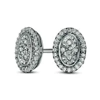 Goldia Earrings 01 CT TW Composite Diamond Oval Frame Stud Earrings in Sterling Silver Goldia Earrings 01 CT TW Composite Diamond Oval Frame Stud Earrings in Sterling Silver