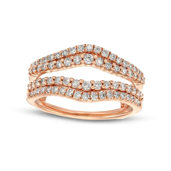 Goldia Earrings 063 CT TW Natural Clarity Enhanced Diamond Contour Double Row Solitaire Enhancer in Solid 14K Rose Gold Goldia Earrings 063 CT TW Natural Clarity Enhanced Diamond Contour Double Row Solitaire Enhancer in Solid 14K Rose Gold