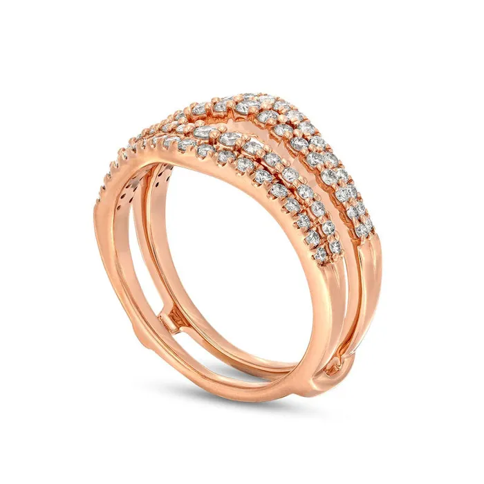 Goldia Earrings 063 CT TW Natural Clarity Enhanced Diamond Contour Double Row Solitaire Enhancer in Solid 14K Rose Gold Goldia Earrings 063 CT TW Natural Clarity Enhanced Diamond Contour Double Row Solitaire Enhancer in Solid 14K Rose Gold