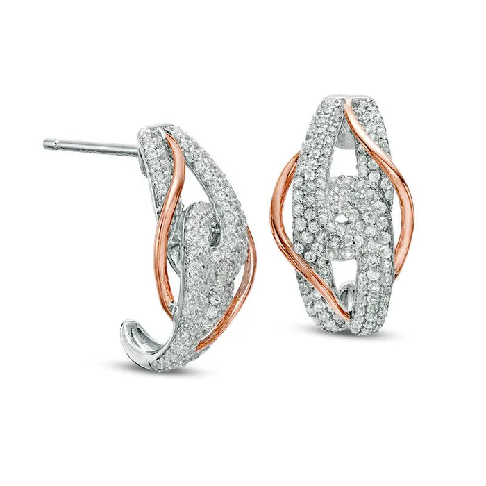 Goldia Earrings 1 CT TW Composite Diamond Bypass Drop Earrings in 14K TwoTone Gold Goldia Earrings 1 CT TW Composite Diamond Bypass Drop Earrings in 14K TwoTone Gold
