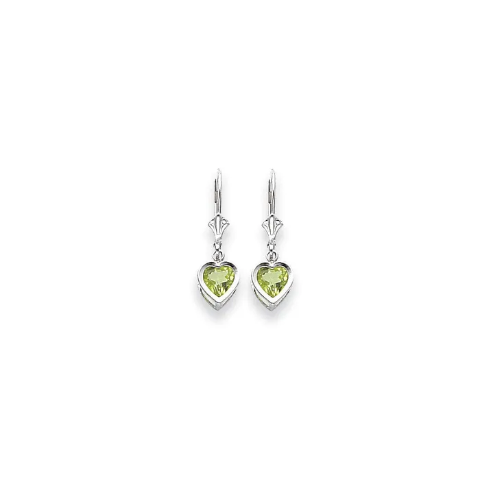 Goldia Earrings 14k White Gold 6mm Heart Peridot Earrings