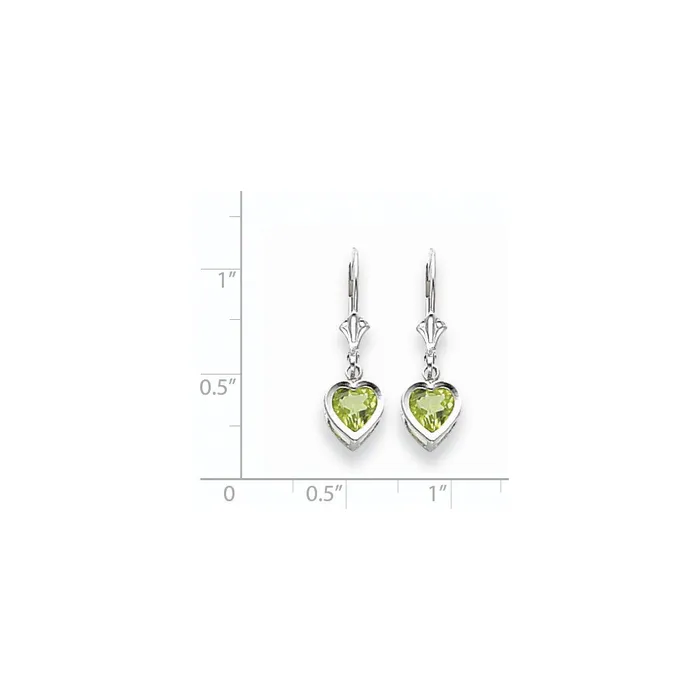 Goldia Earrings 14k White Gold 6mm Heart Peridot Earrings