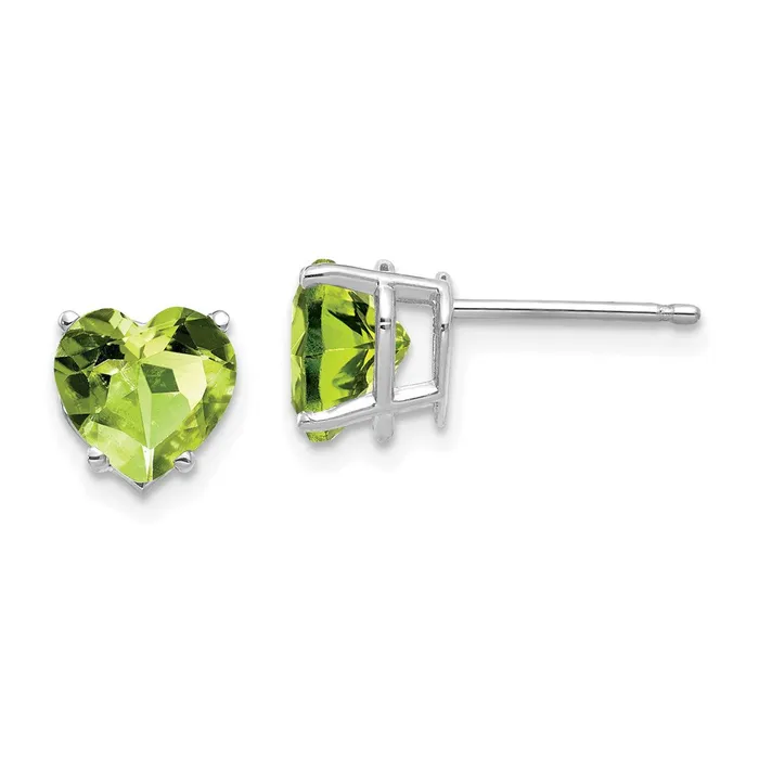Goldia Earrings 14k White Gold 7mm Heart Peridot Earrings