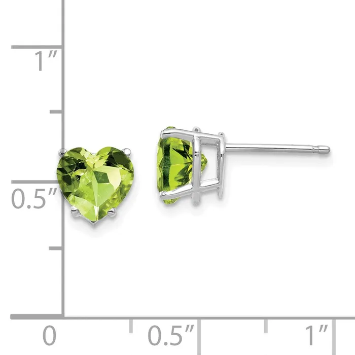 Goldia Earrings 14k White Gold 7mm Heart Peridot Earrings