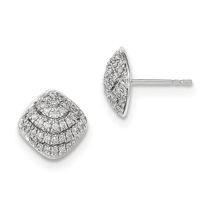 Goldia Earrings 14k White Gold Polished Square Shape Real Diamond Post Earrings Goldia Earrings 14k White Gold Polished Square Shape Real Diamond Post Earrings