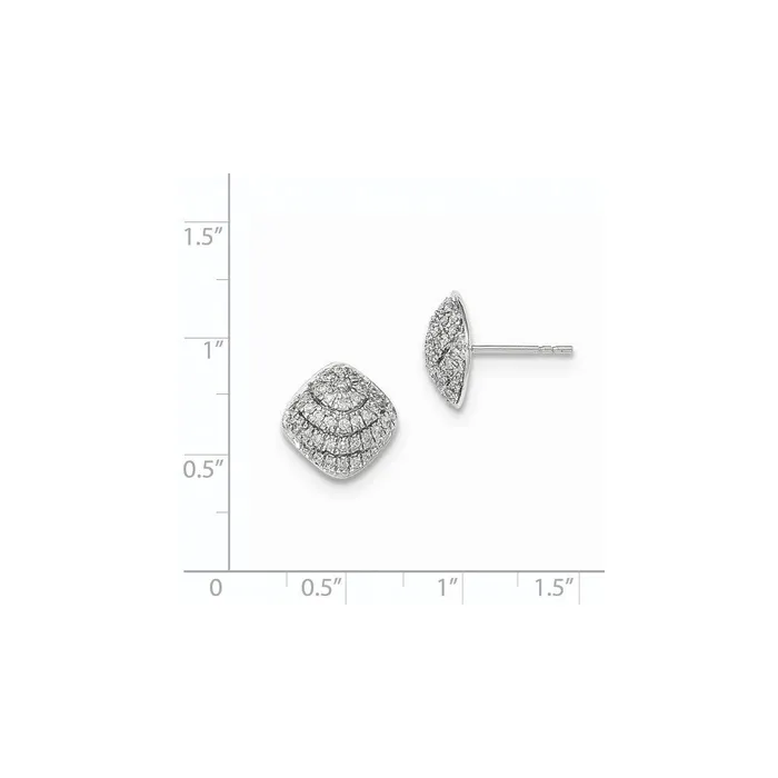 Goldia Earrings 14k White Gold Polished Square Shape Real Diamond Post Earrings