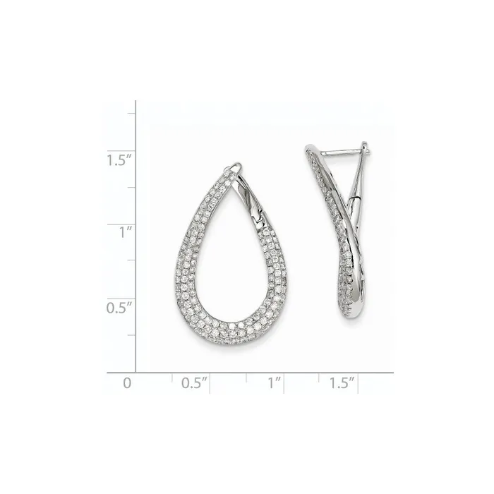 Goldia Earrings 14K White Gold Real Diamond Large Oval Loop Earrings