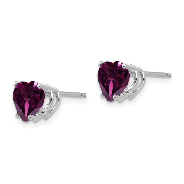 Goldia Earrings 14k White Gold Rhodolite Garnet Heart Stud Earrings