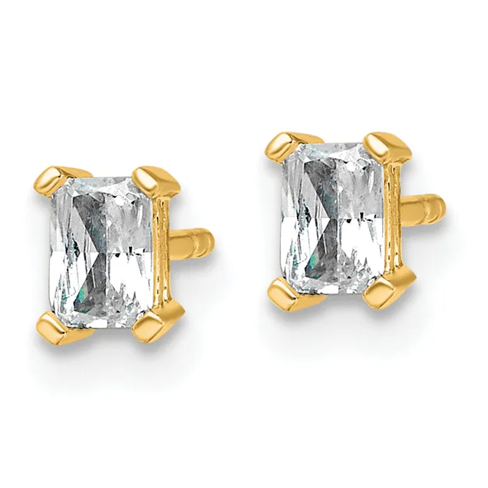 Goldia Earrings 14k Yellow Gold 12 ctw Lab Grown Diamond VSSI G Radiant 4 Prong Heavy Wt Stud Earrings