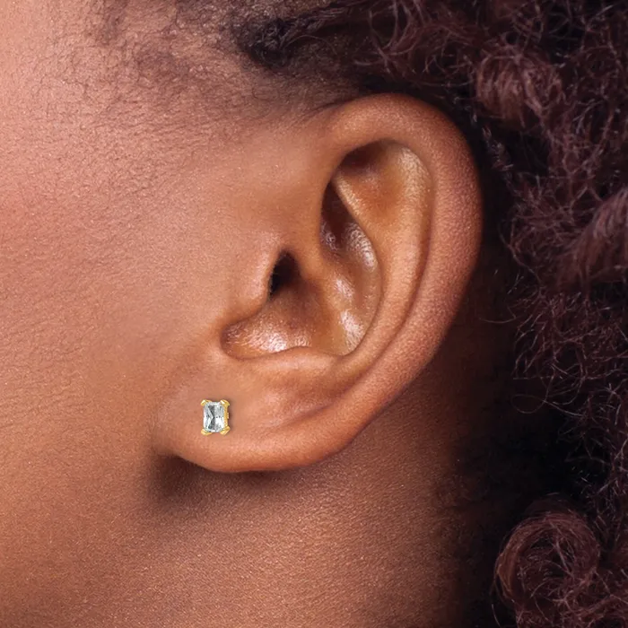 Goldia Earrings 14k Yellow Gold 12 ctw Lab Grown Diamond VSSI G Radiant 4 Prong Heavy Wt Stud Earrings