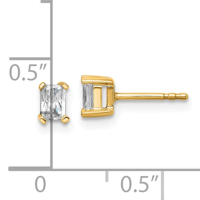 Goldia Earrings 14k Yellow Gold 12 ctw Lab Grown Diamond VSSI G Radiant 4 Prong Heavy Wt Stud Earrings