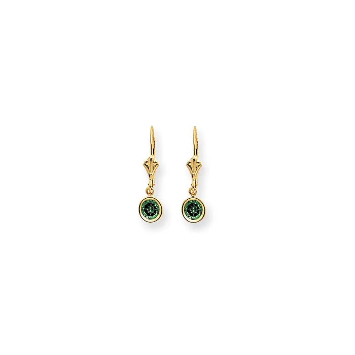 Goldia Earrings 14k Yellow Gold 5mm Emerald leverback Earrings