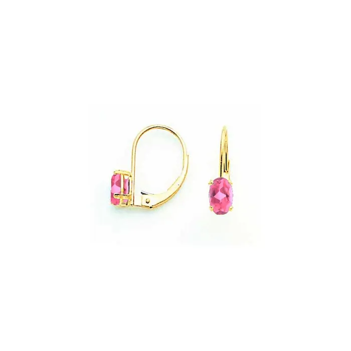 Goldia Earrings 14k Yellow Gold 6x4mm Oval Pink Tourmaline leverback earring Goldia Earrings 14k Yellow Gold 6x4mm Oval Pink Tourmaline leverback earring