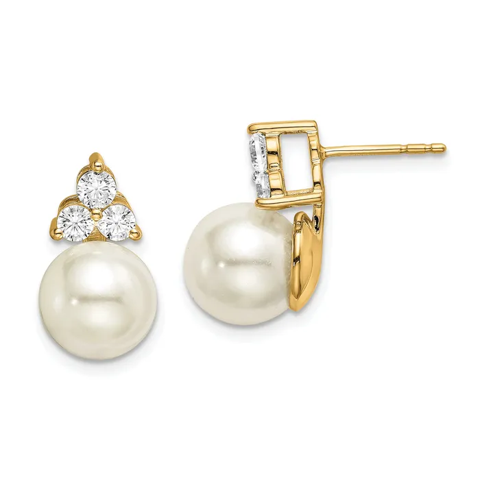 Goldia Earrings 14k Yellow Gold Lab Grown Diamond VSSI G Fresh Water Cultured Pearl Post Earrings Goldia Earrings 14k Yellow Gold Lab Grown Diamond VSSI G Fresh Water Cultured Pearl Post Earrings