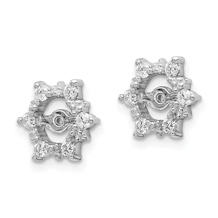 Goldia Earrings Solid 14k White Gold AA Fancy Simulated CZ Earring JacKets