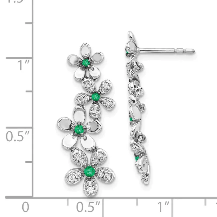 Goldia Earrings Solid 14k White Gold Simulated CZ Emerald Earrings