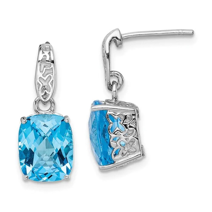 Goldia Earrings Sterling Silver Rhodiumplated Blue Topaz Earrings