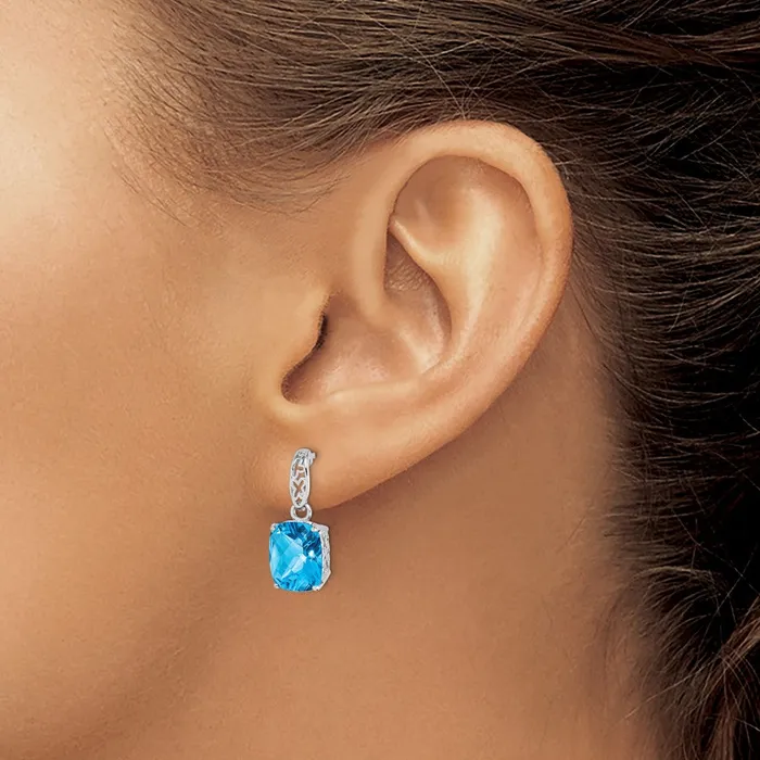 Goldia Earrings Sterling Silver Rhodiumplated Blue Topaz Earrings