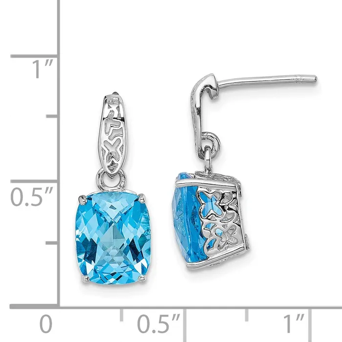 Goldia Earrings Sterling Silver Rhodiumplated Blue Topaz Earrings