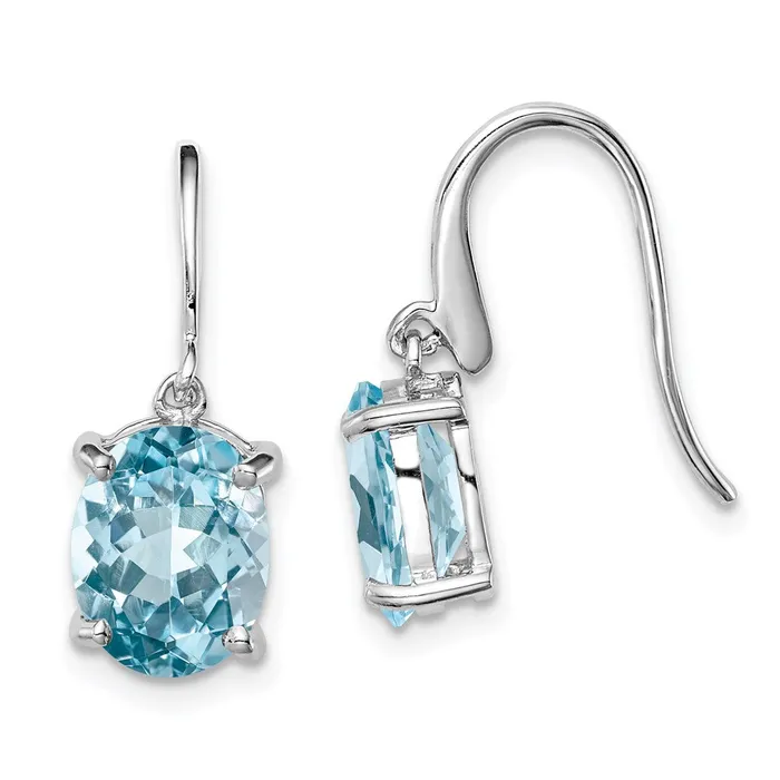 Goldia Earrings Sterling Silver Rhodium Plated Blue Topaz Wire Earrings