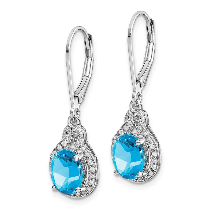 Goldia Earrings Sterling Silver Rhodiumplated Diamond and Blue Topaz Earrings