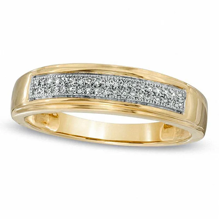 Goldia Mens 013 CT TW Natural Diamond Wedding Band in Solid 10K Yellow Gold Rings Goldia Mens 013 CT TW Natural Diamond Wedding Band in Solid 10K Yellow Gold Rings