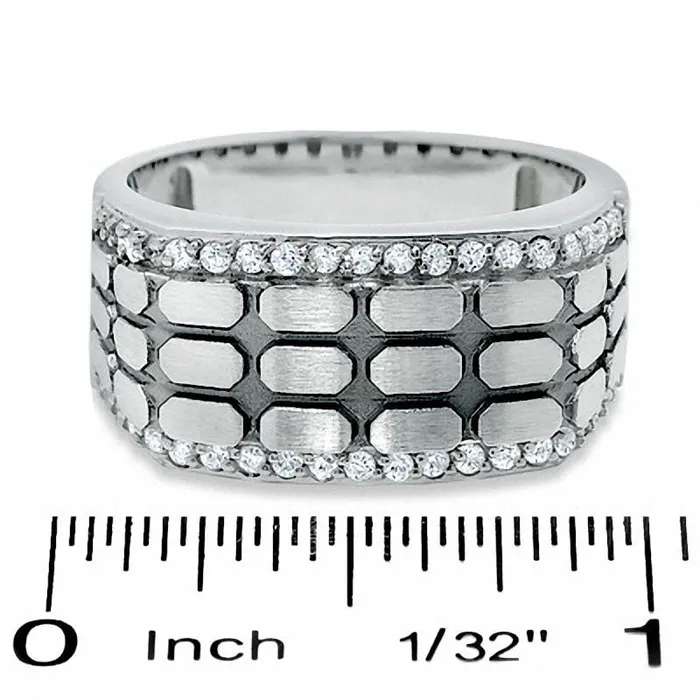 Goldia Mens 038 CT TW Natural Diamond Brick Pattern Band in Solid 14K White Gold Rings Goldia Mens 038 CT TW Natural Diamond Brick Pattern Band in Solid 14K White Gold Rings
