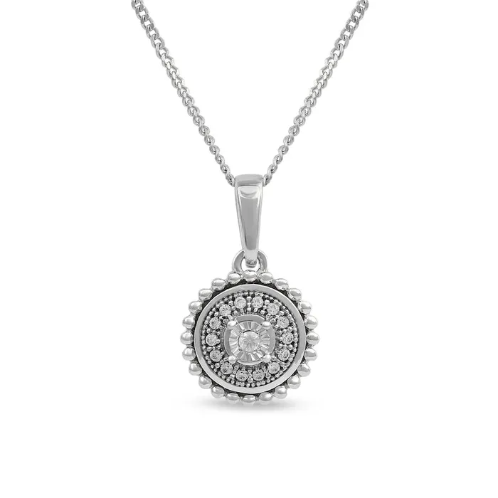 Goldia Necklaces 005 CT TW Natural Diamond Bead Frame Pendant in 10K White Gold Goldia Necklaces 005 CT TW Natural Diamond Bead Frame Pendant in 10K White Gold