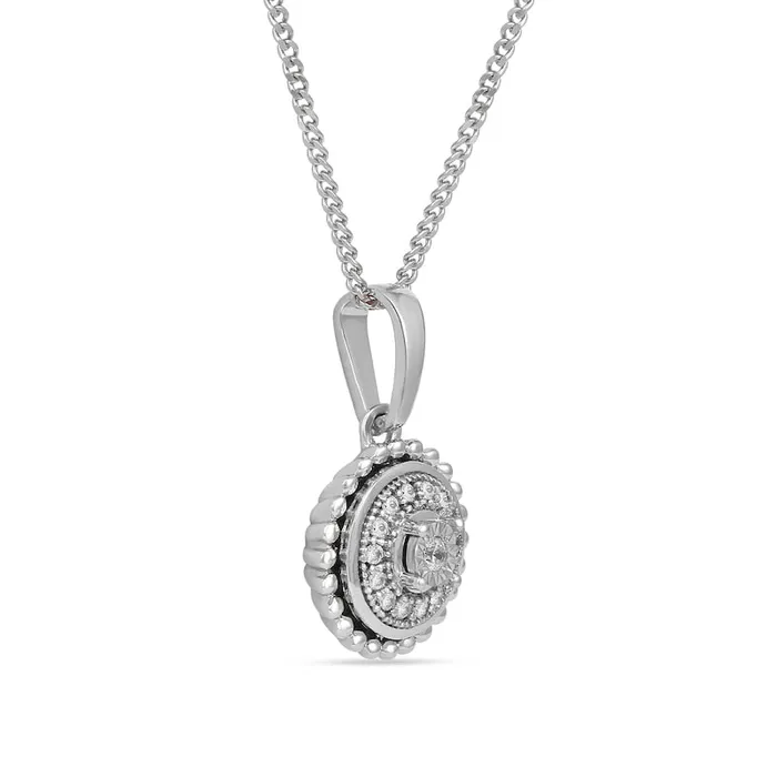 Goldia Necklaces 005 CT TW Natural Diamond Bead Frame Pendant in 10K White Gold Goldia Necklaces 005 CT TW Natural Diamond Bead Frame Pendant in 10K White Gold
