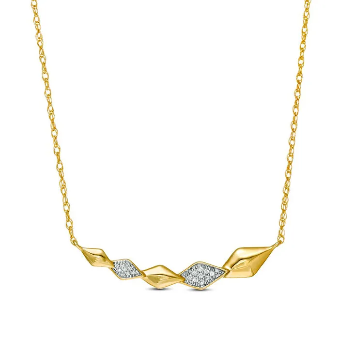 Goldia Necklaces 005 CT TW Natural Diamond Graduated Geometric Necklace in 10K Yellow Gold Goldia Necklaces 005 CT TW Natural Diamond Graduated Geometric Necklace in 10K Yellow Gold