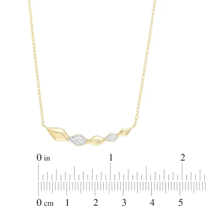 Goldia Necklaces 005 CT TW Natural Diamond Graduated Geometric Necklace in 10K Yellow Gold Goldia Necklaces 005 CT TW Natural Diamond Graduated Geometric Necklace in 10K Yellow Gold
