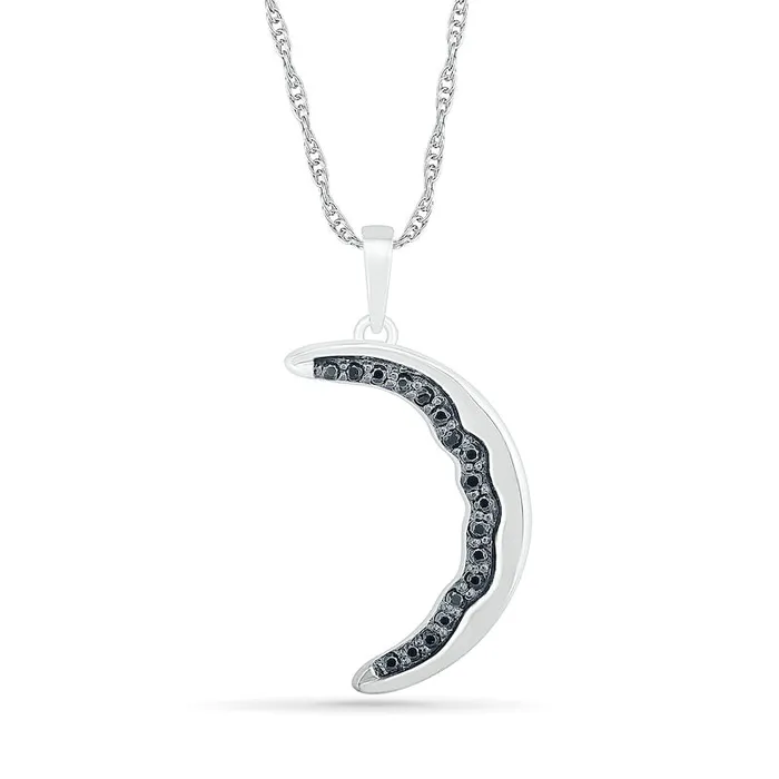 Goldia Necklaces 01 CT TW Black Enhanced Natural Diamond Crescent Moon Pendant in Sterling Silver Goldia Necklaces 01 CT TW Black Enhanced Natural Diamond Crescent Moon Pendant in Sterling Silver