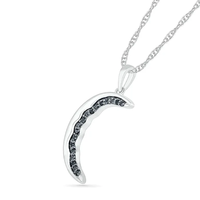 Goldia Necklaces 01 CT TW Black Enhanced Natural Diamond Crescent Moon Pendant in Sterling Silver Goldia Necklaces 01 CT TW Black Enhanced Natural Diamond Crescent Moon Pendant in Sterling Silver