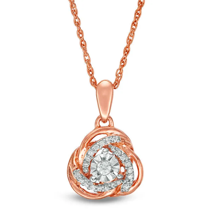 Goldia Necklaces 01 CT TW Natural Diamond Love Knot Pendant in 10K Rose Gold Goldia Necklaces 01 CT TW Natural Diamond Love Knot Pendant in 10K Rose Gold
