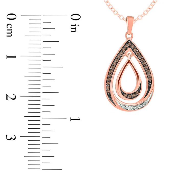 Goldia Necklaces 017 CT TW Champagne and White Natural Diamond Double PearShaped Pendant in 10K Rose Gold Goldia Necklaces 017 CT TW Champagne and White Natural Diamond Double PearShaped Pendant in 10K Rose Gold