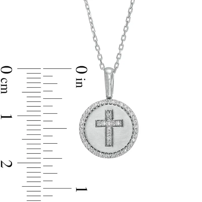 Goldia Necklaces 02 CT TW Natural Diamond Frame Cross in Circle Pendant in Sterling Silver Goldia Necklaces 02 CT TW Natural Diamond Frame Cross in Circle Pendant in Sterling Silver