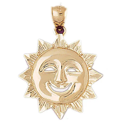 Goldia Necklaces 14K Gold Smiling Sun Pendant
