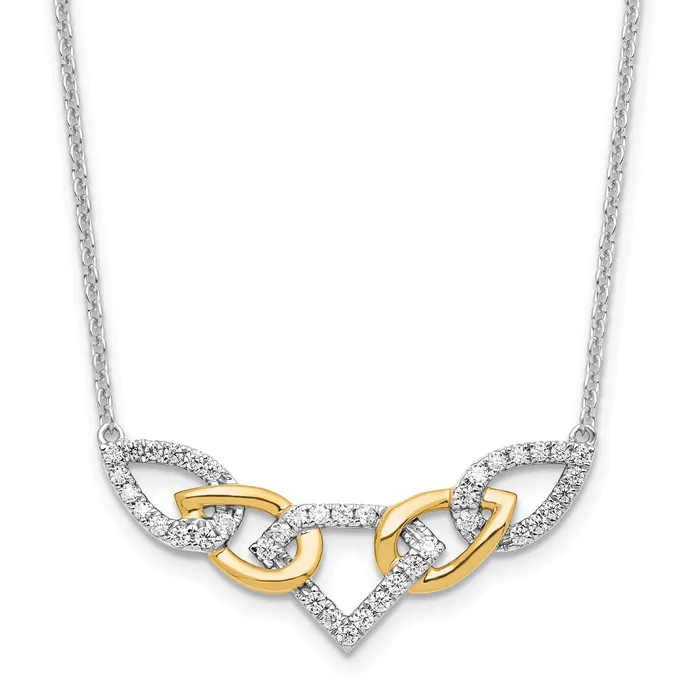 Goldia Necklaces 14K TwoTone Lab Grown VSSI G Diamond Linked Teardrop Necklace