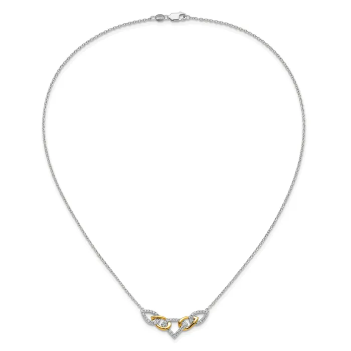 Goldia Necklaces 14K TwoTone Lab Grown VSSI G Diamond Linked Teardrop Necklace