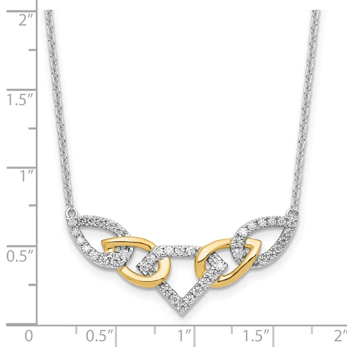 Goldia Necklaces 14K TwoTone Lab Grown VSSI G Diamond Linked Teardrop Necklace