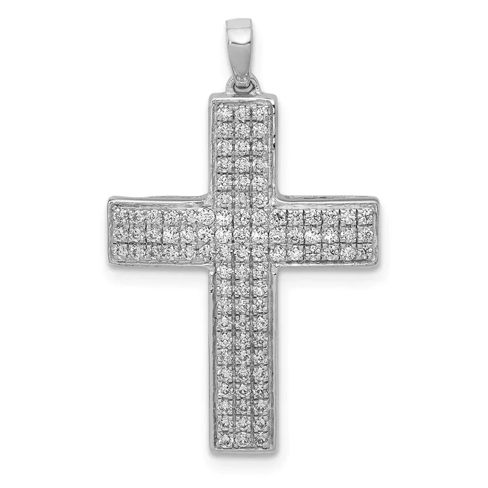 Goldia Necklaces 14k White Gold 12ct Real Diamond Latin Cross Pendant