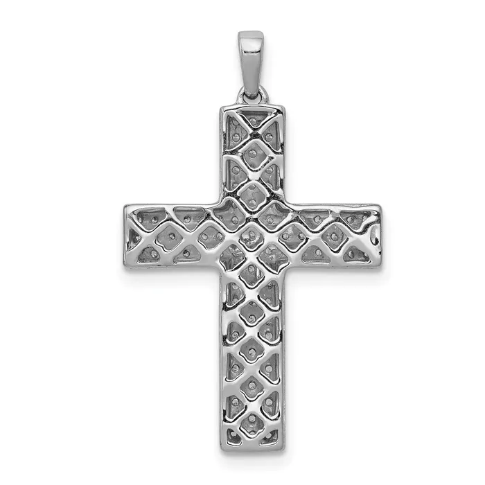 Goldia Necklaces 14k White Gold 12ct Real Diamond Latin Cross Pendant
