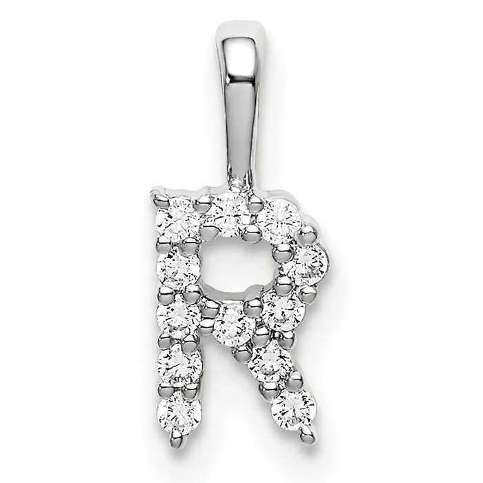 Goldia Necklaces 14k White Gold 18 Ct Lab Grown Diamond VSSI G Letter R Initial Pendant Goldia Necklaces 14k White Gold 18 Ct Lab Grown Diamond VSSI G Letter R Initial Pendant