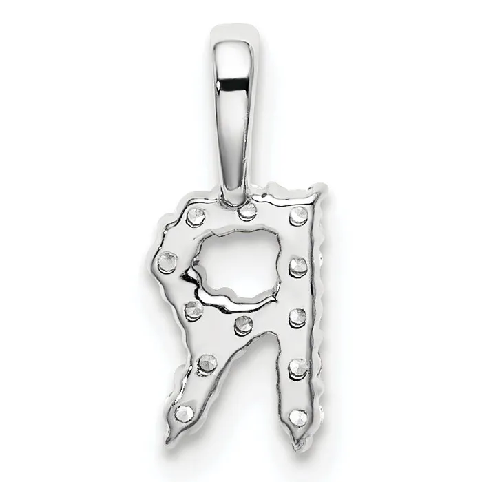 Goldia Necklaces 14k White Gold 18 Ct Lab Grown Diamond VSSI G Letter R Initial Pendant