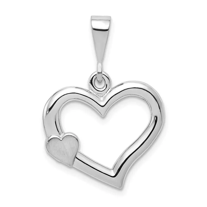 Goldia Necklaces 14k White Gold Solid Satin Polished Fancy 3D Heart Pendant Goldia Necklaces 14k White Gold Solid Satin Polished Fancy 3D Heart Pendant