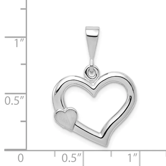 Goldia Necklaces 14k White Gold Solid Satin Polished Fancy 3D Heart Pendant