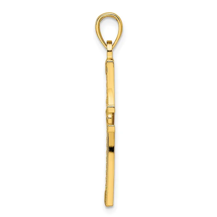 Goldia Necklaces 14k Yellow Gold Beaded u0026 Polished Cross Pendant