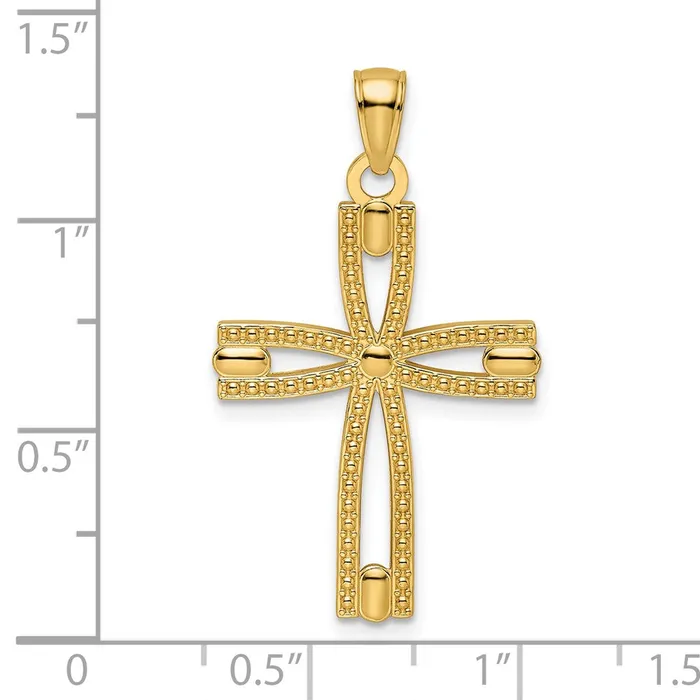 Goldia Necklaces 14k Yellow Gold Beaded u0026 Polished Cross Pendant