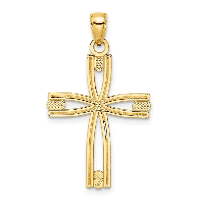 Goldia Necklaces 14k Yellow Gold Beaded u0026 Polished Cross Pendant